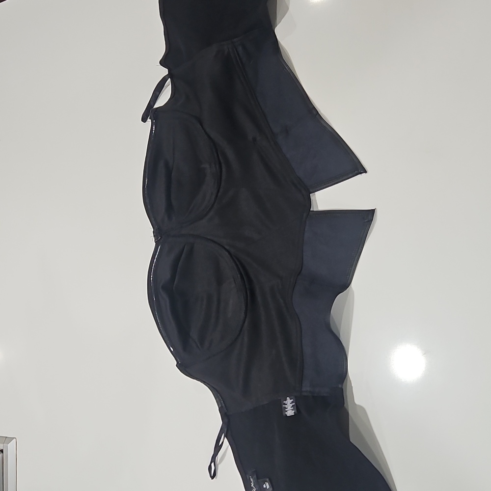 Black Faux Leather Bustier Top  Sz Xl Corset. - Picture 3 of 7